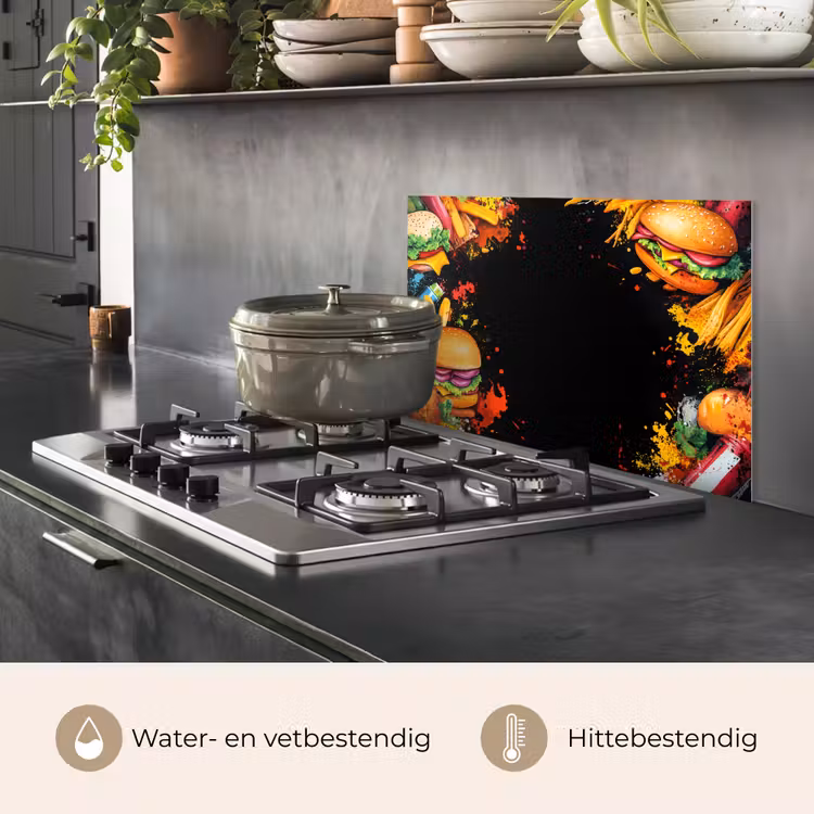 Fastfood - Graffiti - Hamburger - Eten - Modern keuken achterwand spatscherm klein -usp_NL