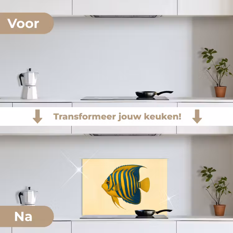 Felgeel - Vis - Strepen - Vinnen keuken achterwand spatscherm klein -voor_na_NL