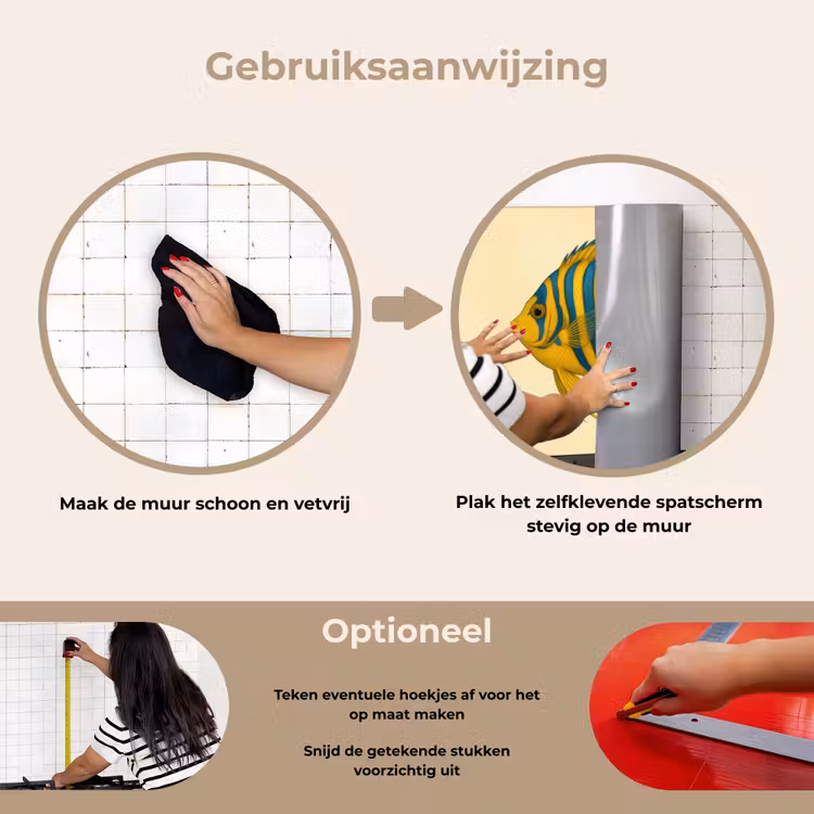 Felgeel - Vis - Strepen - Vinnen keuken achterwand spatscherm klein -gebruiksaanwijzing_NL