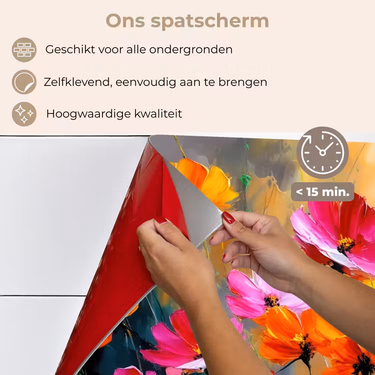 Felgekleurd - Bloemblaadjes - Abstract keuken achterwand spatscherm klein -spatscherm_NL
