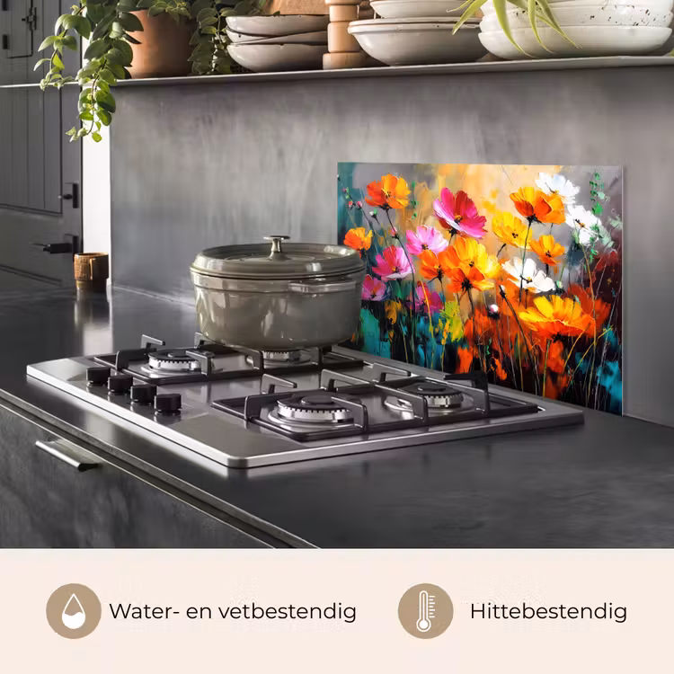 Felgekleurd - Bloemblaadjes - Abstract keuken achterwand spatscherm klein -usp_NL