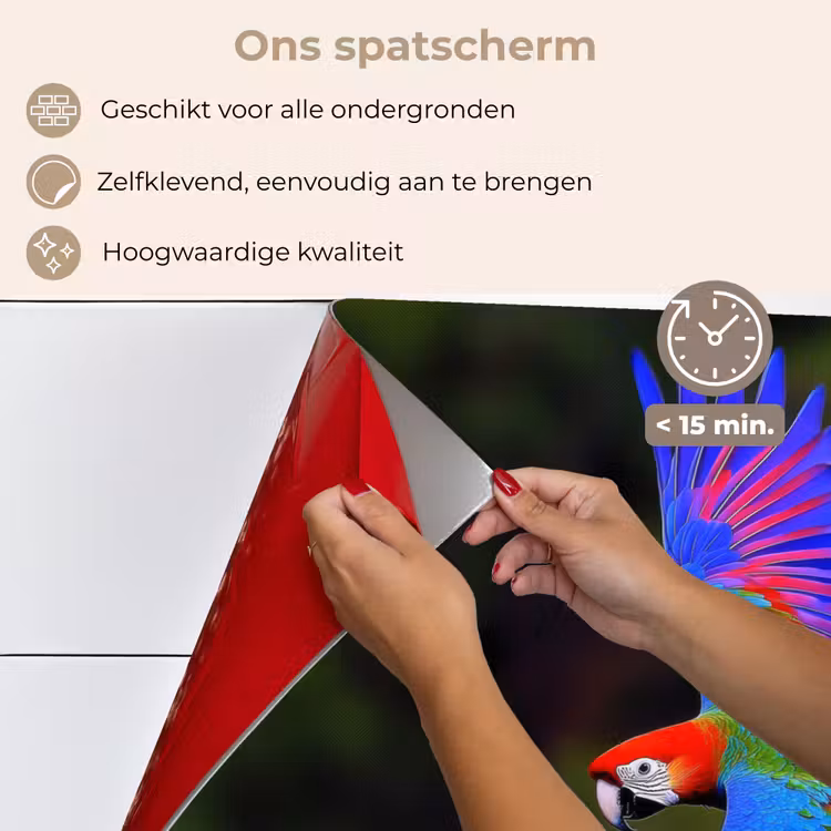 Felgekleurd - Papegaai - Bos - Vleugels keuken achterwand spatscherm klein -spatscherm_NL