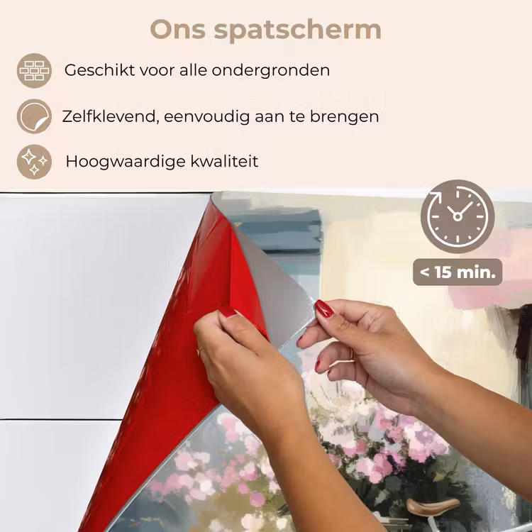 Fiets - Pastelkleuren - Bloemen keuken achterwand spatscherm klein -spatscherm_NL