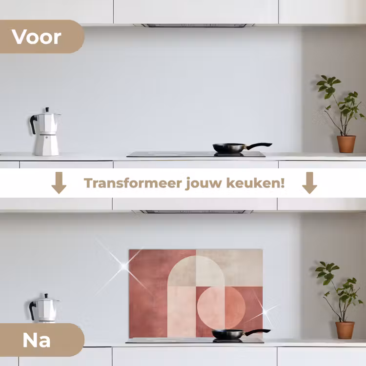 Figuren - Abstract - Roze keuken achterwand spatscherm klein -voor_na_NL