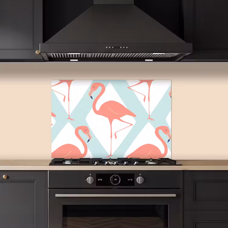 Flamingo - Mintgroen - Ruit keuken achterwand spatscherm klein 900 -sfeer1