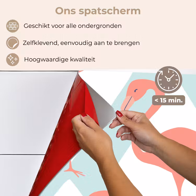 Flamingo - Mintgroen - Ruit keuken achterwand spatscherm klein 900 -spatscherm_NL