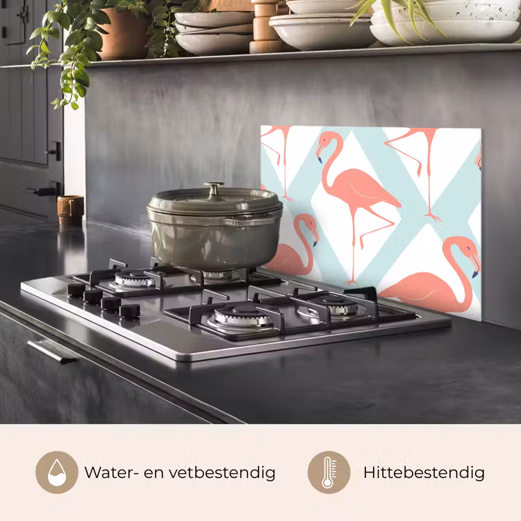 Flamingo - Mintgroen - Ruit keuken achterwand spatscherm klein 900 -usp_NL