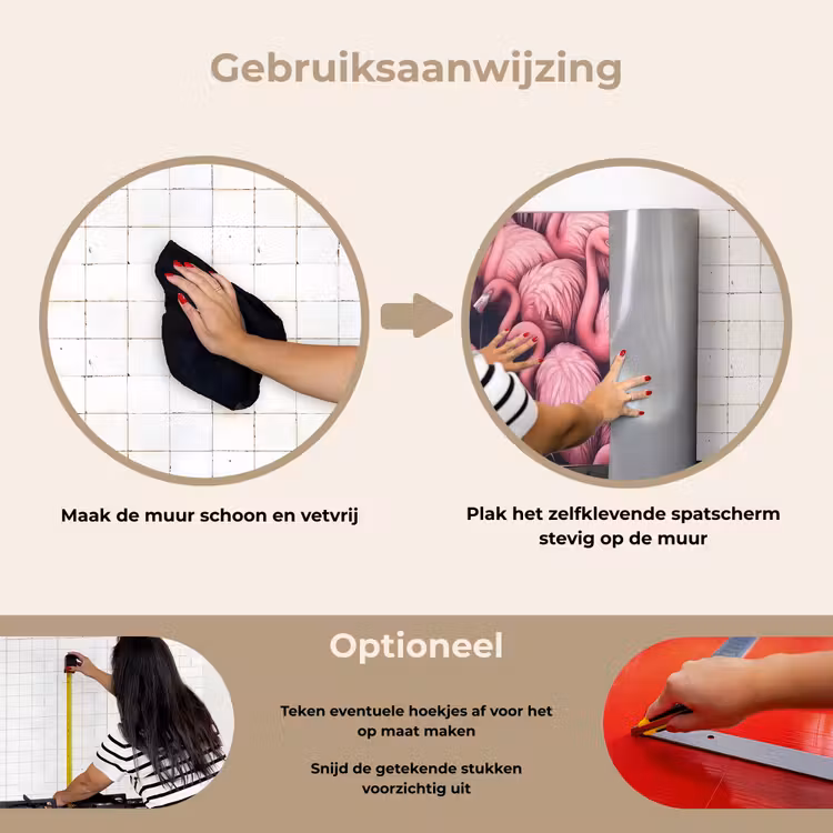 Flamingo - Roze - Dieren keuken achterwand spatscherm klein -gebruiksaanwijzing_NL