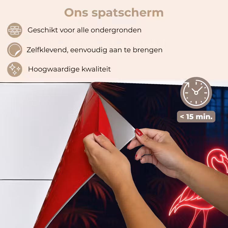 Flamingo - Roze - Neon - Licht keuken achterwand spatscherm klein -spatscherm_NL