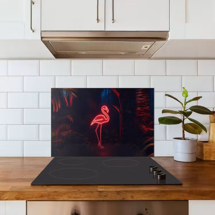 Flamingo - Roze - Neon - Licht keuken achterwand spatscherm klein -sfeer2