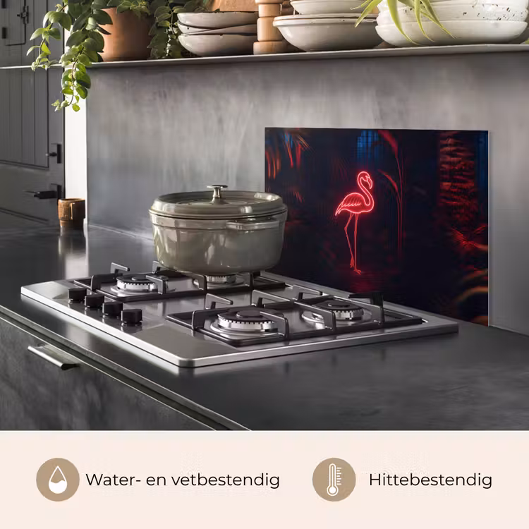 Flamingo - Roze - Neon - Licht keuken achterwand spatscherm klein -usp_NL