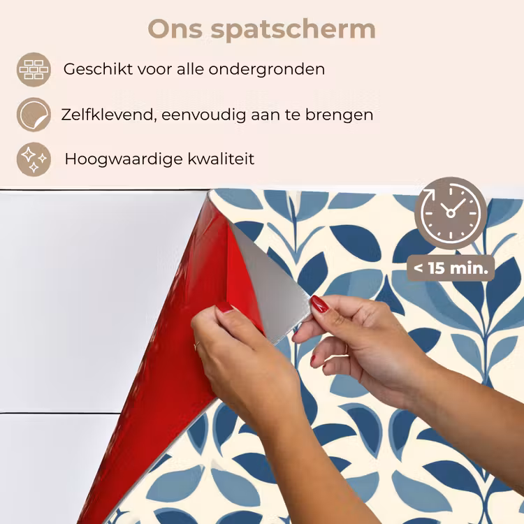 Flora - Modern - Blauw keuken achterwand spatscherm klein 900 -spatscherm_NL