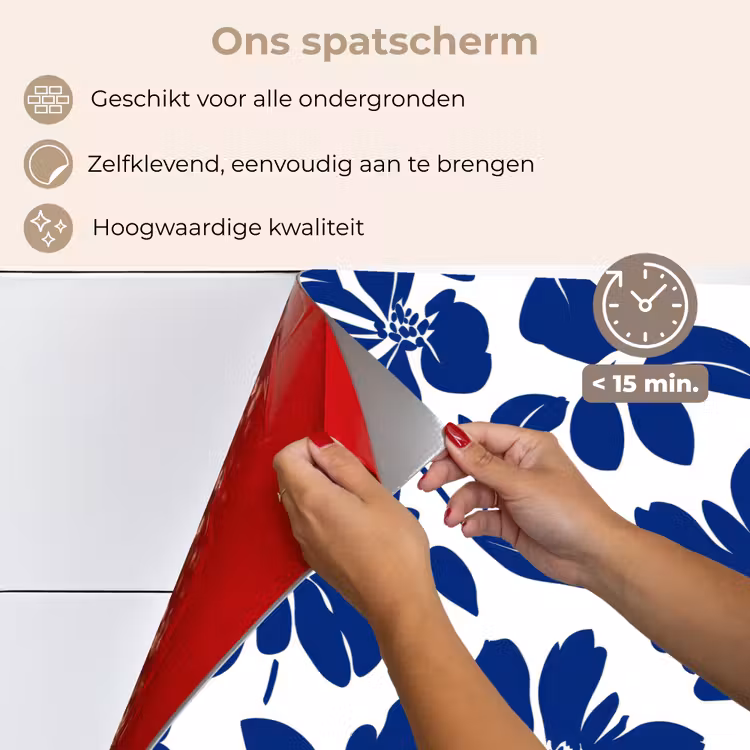 Floraal - Modern - Blauw keuken achterwand spatscherm klein 900 -spatscherm_NL