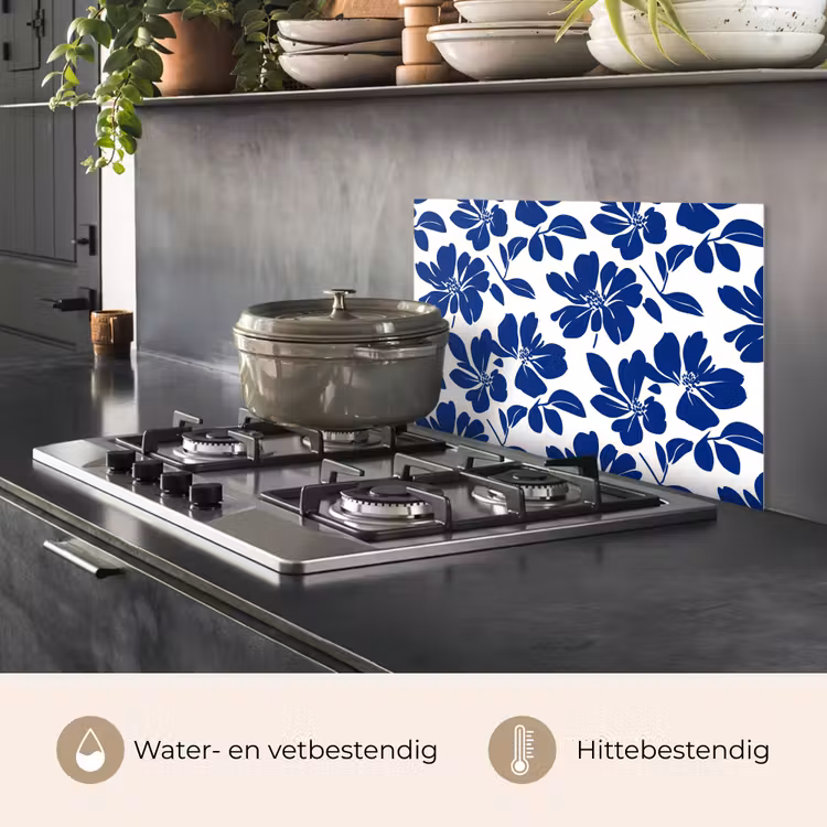 Floraal - Modern - Blauw keuken achterwand spatscherm klein 900 -usp_NL
