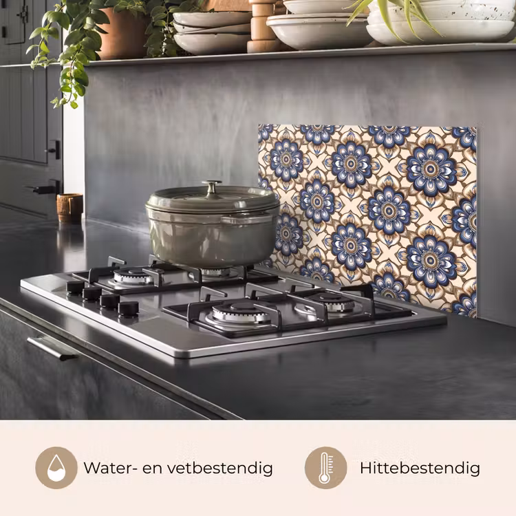 Floraal - Ornament - Blauw keuken achterwand spatscherm klein 900 -usp_NL