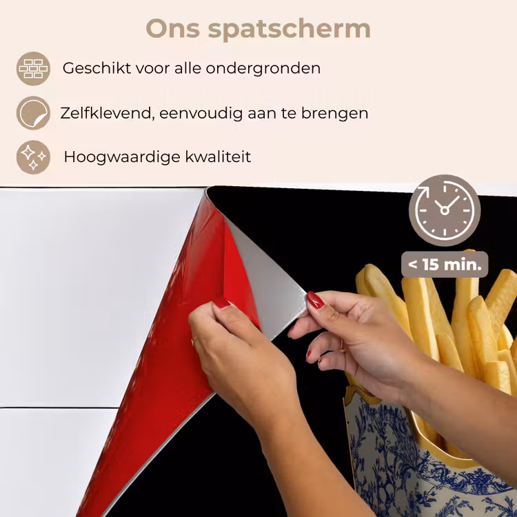 Friet - Porselein - Delfts blauw - Eten keuken achterwand spatscherm klein -spatscherm_NL