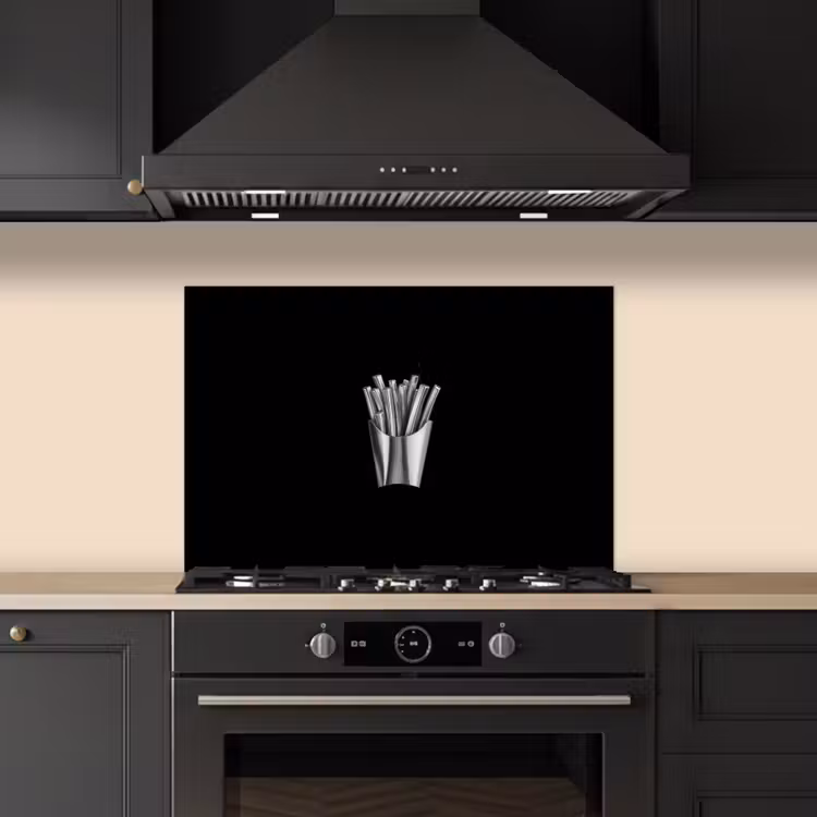 Frietjes - Futuristisch - Zilver keuken achterwand spatscherm klein -sfeer1