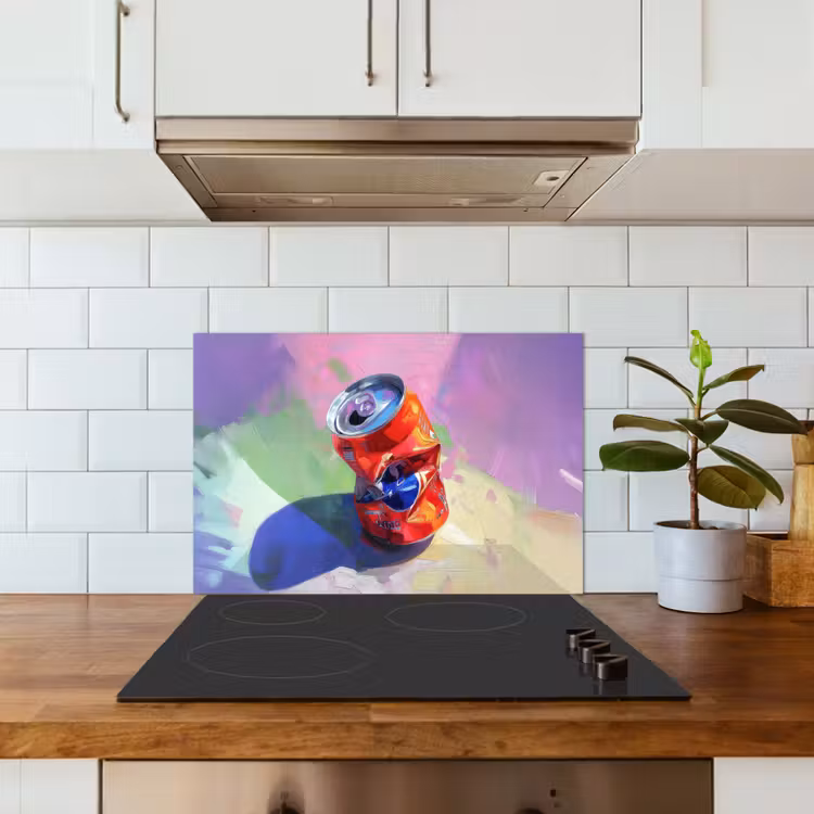 Frisdrank - Blik - Paars keuken achterwand spatscherm klein -sfeer2
