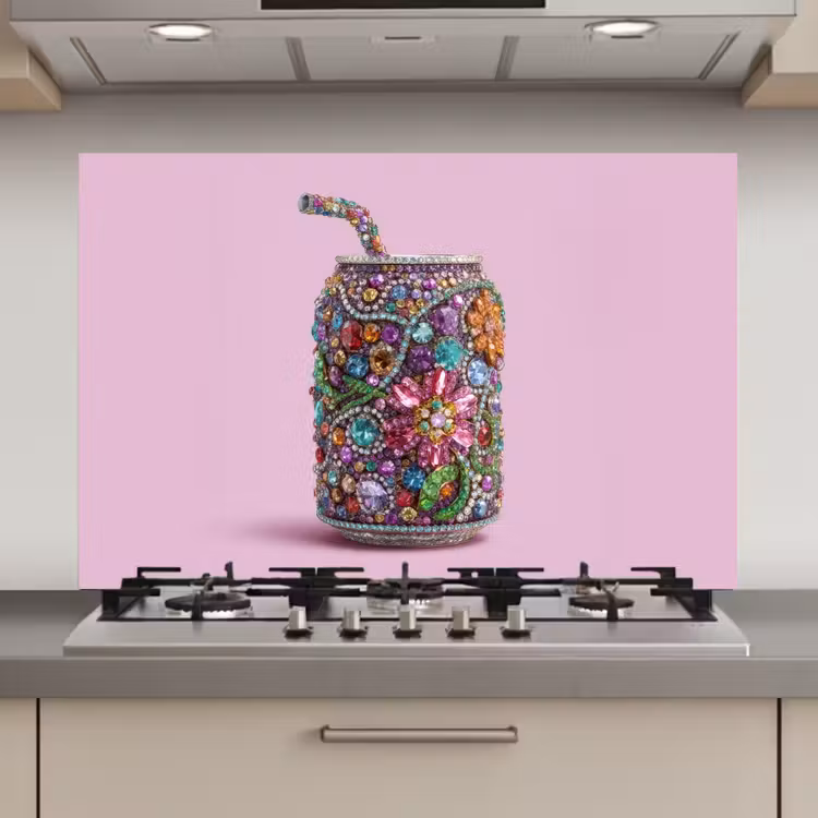 Frisdrankblikje - Bloemenpatroon - Edelstenen - Kleurrijk keuken achterwand spatscherm klein -3d_website
