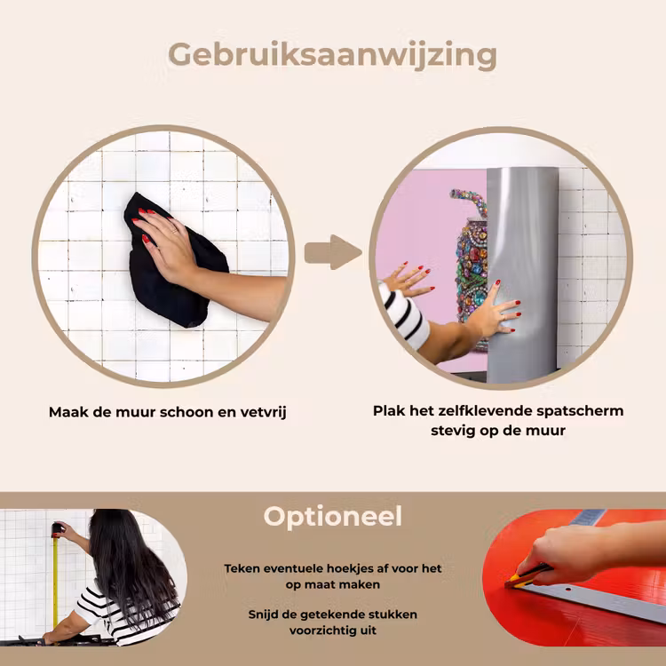 Frisdrankblikje - Bloemenpatroon - Edelstenen - Kleurrijk keuken achterwand spatscherm klein -gebruiksaanwijzing_NL