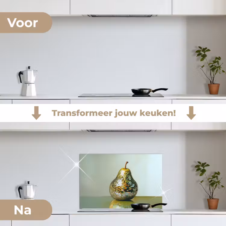 Fruit - Disco - Art - Glitter keuken achterwand spatscherm klein -voor_na_NL