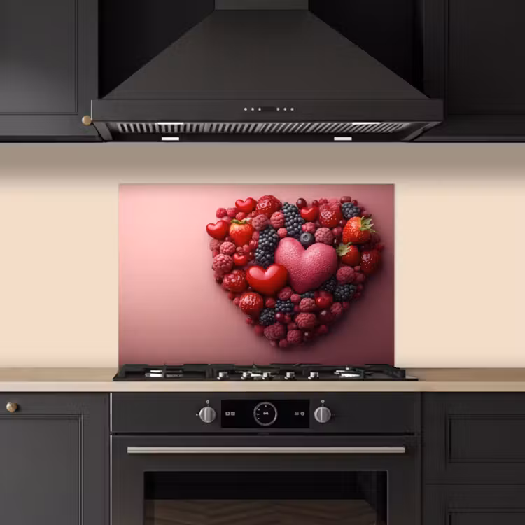 Fruit - Hartjes - Aardbeien - Frambozen - Bosbessen keuken achterwand spatscherm klein -sfeer1