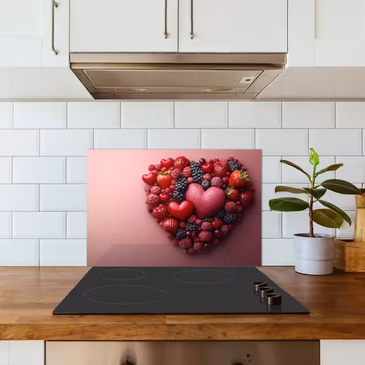 Fruit - Hartjes - Aardbeien - Frambozen - Bosbessen keuken achterwand spatscherm klein -sfeer2