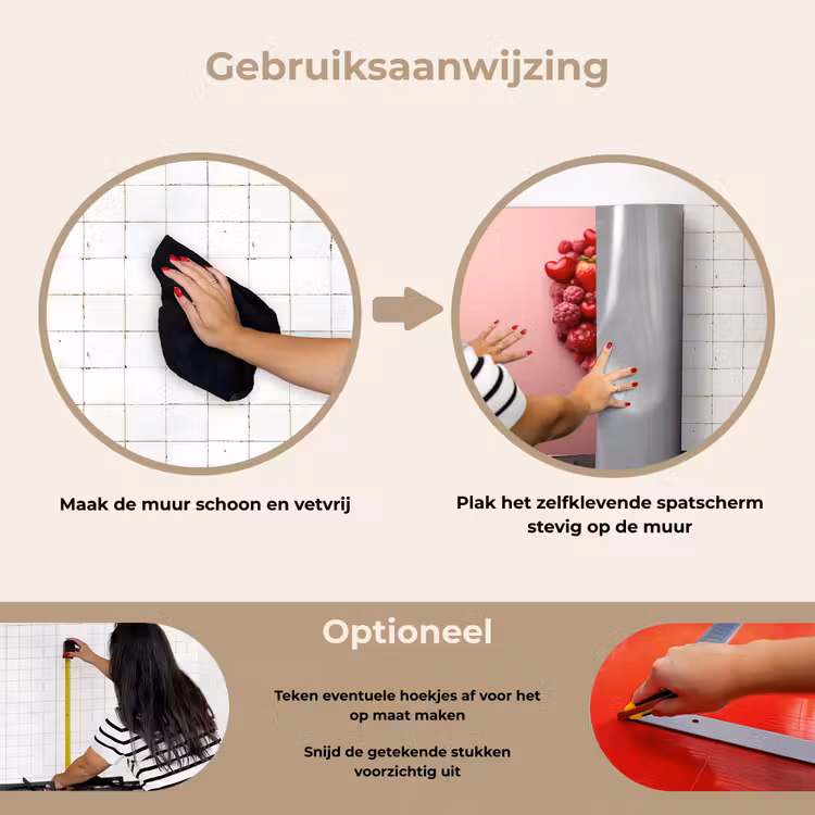 Fruit - Hartjes - Aardbeien - Frambozen - Bosbessen keuken achterwand spatscherm klein -gebruiksaanwijzing_NL