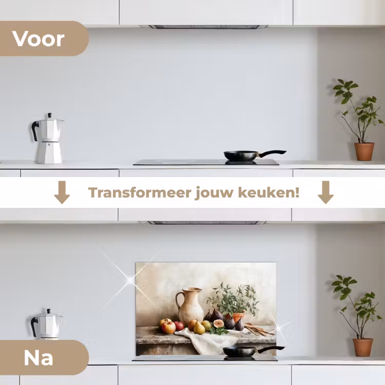 Fruit - Kruiden - Landelijk keuken achterwand spatscherm klein -voor_na_NL