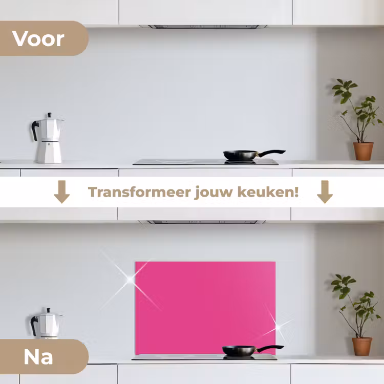 Fuchsia - Neon - Kleuren keuken achterwand spatscherm klein 900 -voor_na_NL