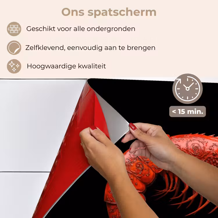 Garnaal - Rood - Dieren keuken achterwand spatscherm klein -spatscherm_NL
