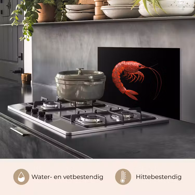 Garnaal - Rood - Dieren keuken achterwand spatscherm klein -usp_NL