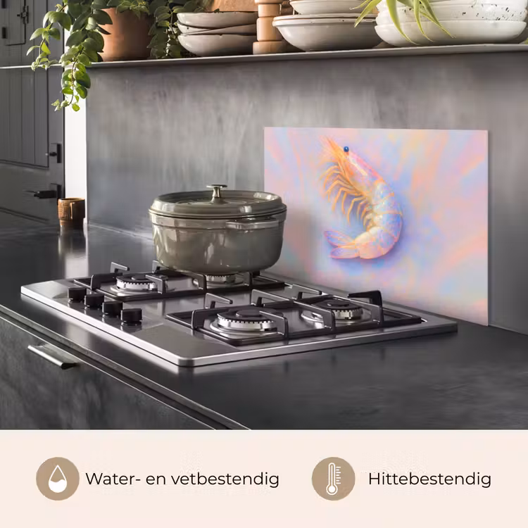 Garnaal - Subtiele structuur - Blauw - Roze keuken achterwand spatscherm klein -usp_NL