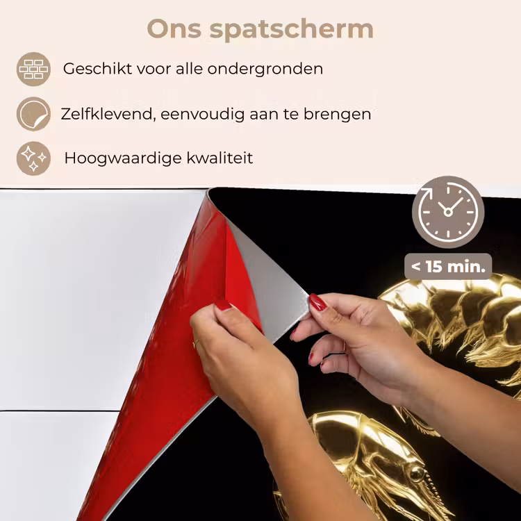 Garnalen - Zwart - Goud - Dieren keuken achterwand spatscherm klein -spatscherm_NL
