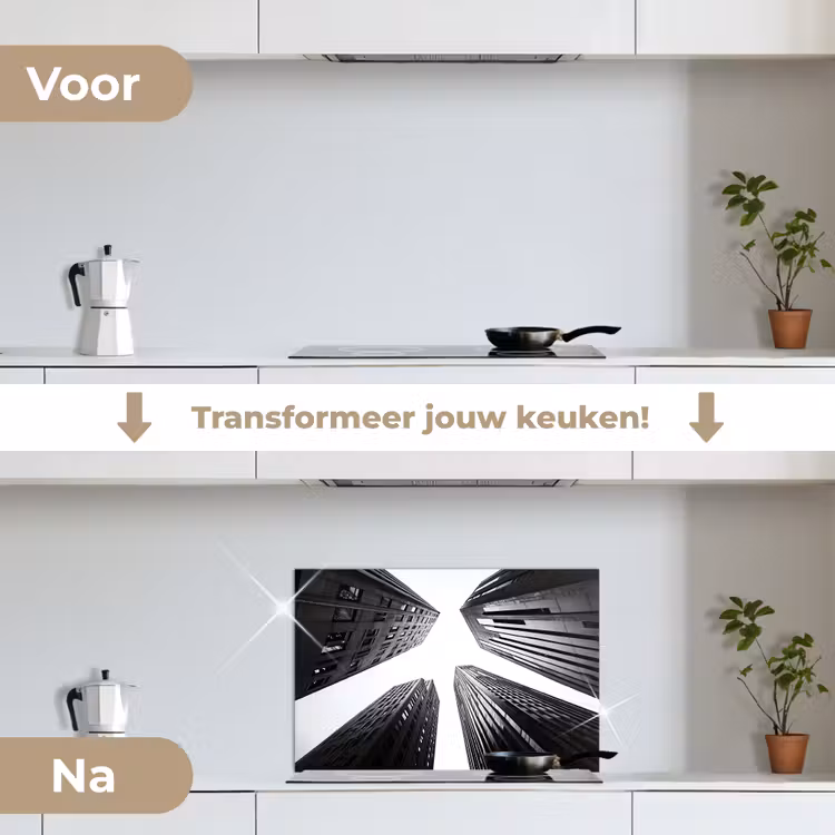 Gebouwen - Lucht - Zwart keuken achterwand spatscherm klein -voor_na_NL