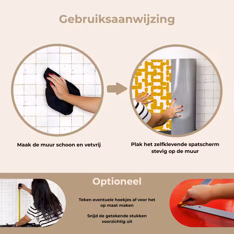 Geel - Beige - Patroon keuken achterwand spatscherm klein 900 -gebruiksaanwijzing_NL