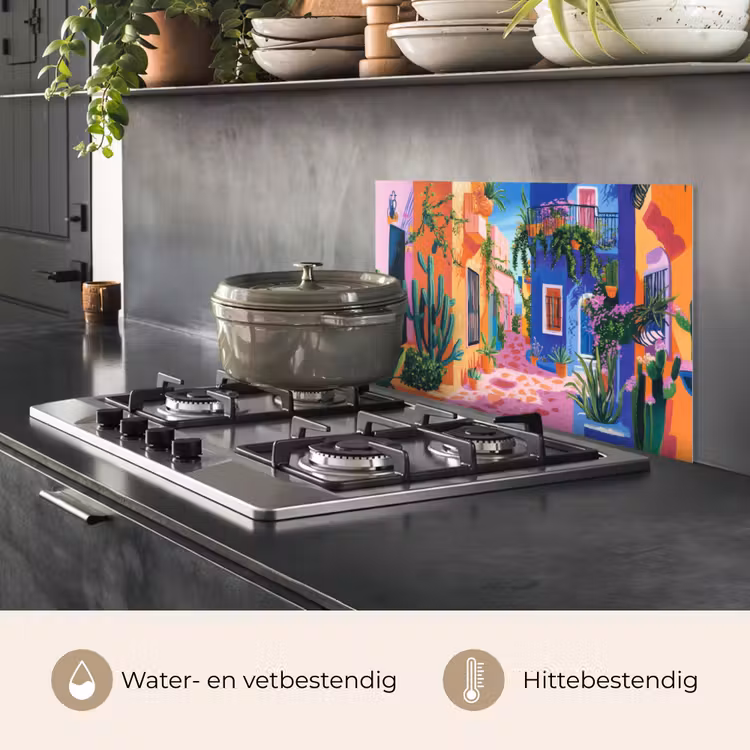 Geel - Blauw - Oranje - Huis keuken achterwand spatscherm klein -usp_NL