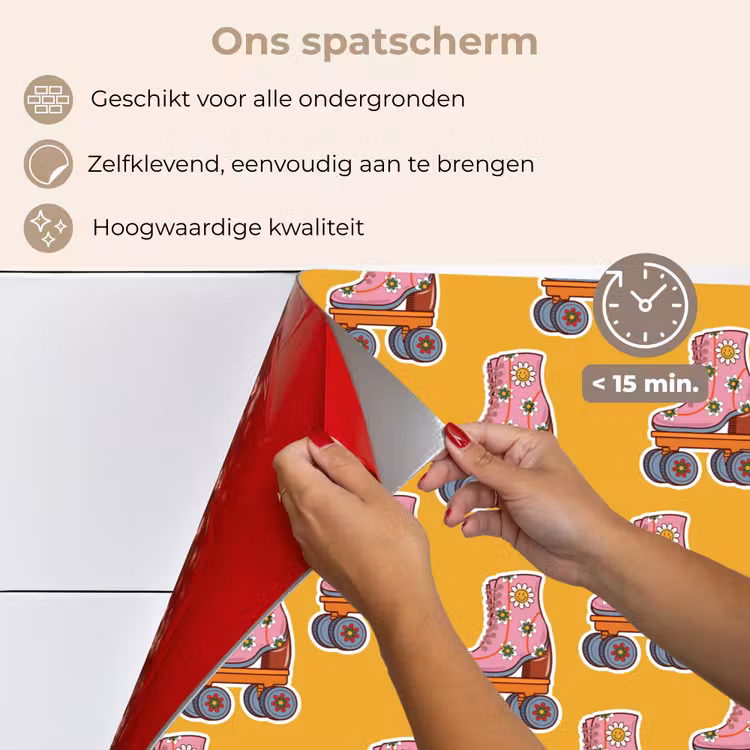 Geel - Rolschaatsen - Patroon keuken achterwand spatscherm klein 900 -spatscherm_NL
