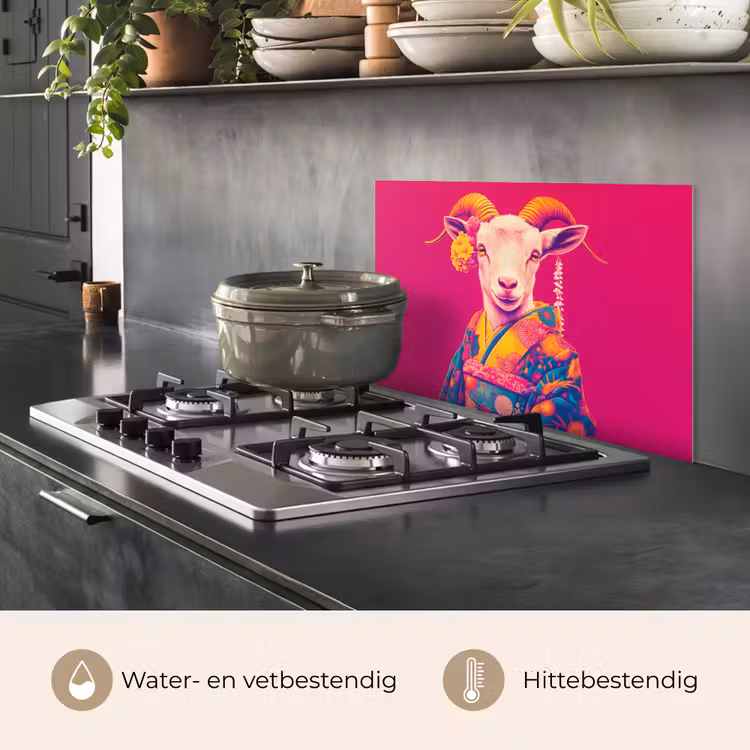 Geit - Hoorns - Kimono - Kleurrijk keuken achterwand spatscherm klein -usp_NL