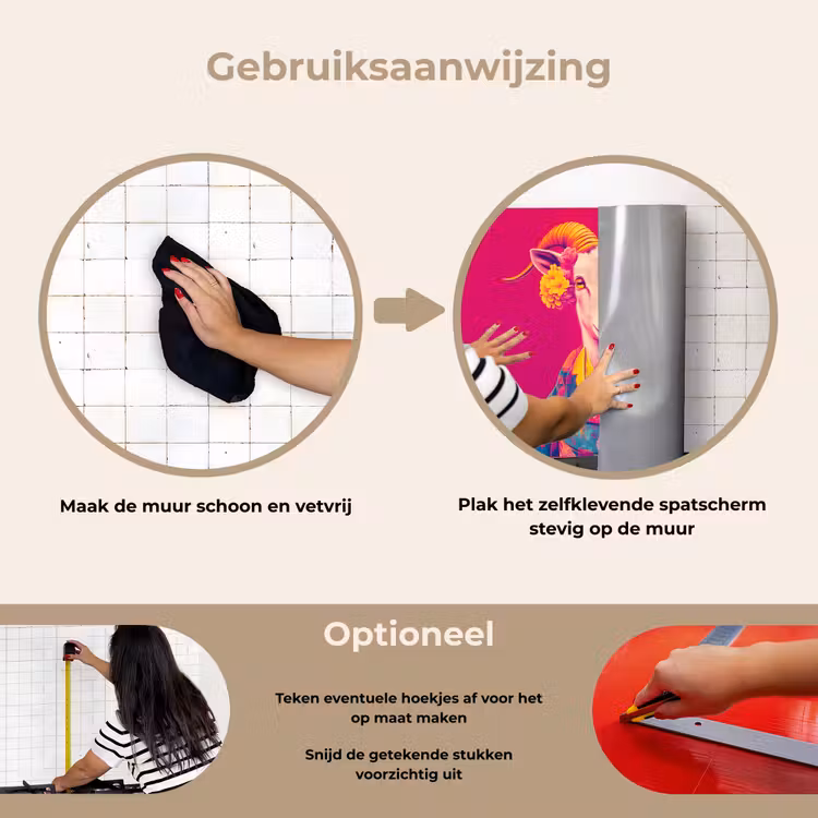 Geit - Hoorns - Kimono - Kleurrijk keuken achterwand spatscherm klein -gebruiksaanwijzing_NL