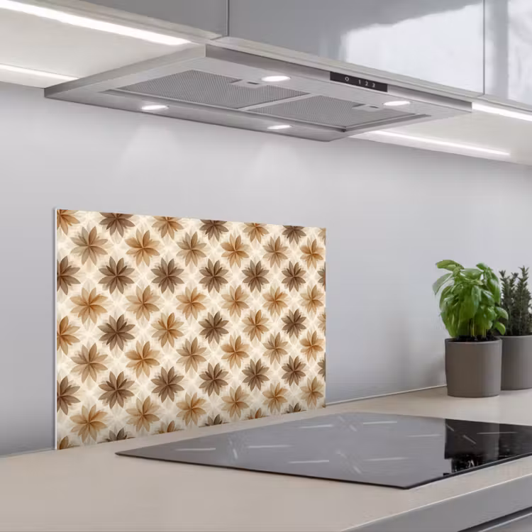 Geografisch - Patroon - Bruin keuken achterwand spatscherm klein 900 -3d_schuin