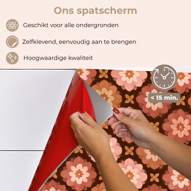 Geometrisch - Bloemen - Kleurrijk keuken achterwand spatscherm klein 900 -spatscherm_NL