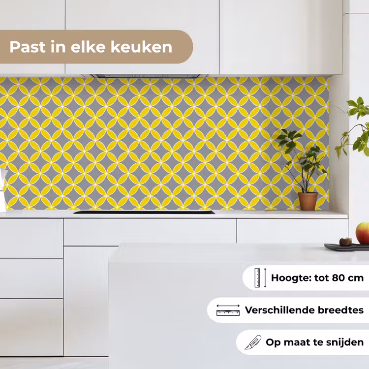 Geometrisch - Cirkels - Modern - Grijs - Geel keuken achterwand 2 middel 871 -sfeer4_NL