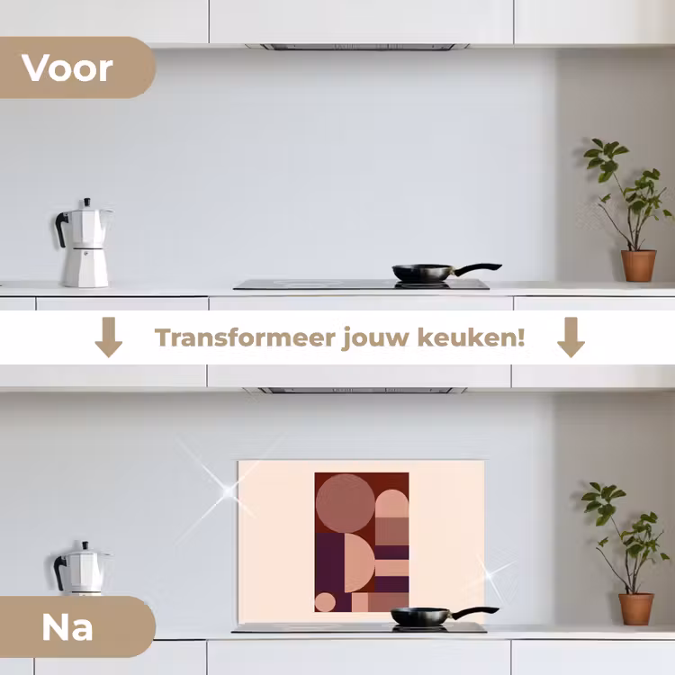 Geometrisch - Cirkels - Rood keuken achterwand spatscherm klein -voor_na_NL