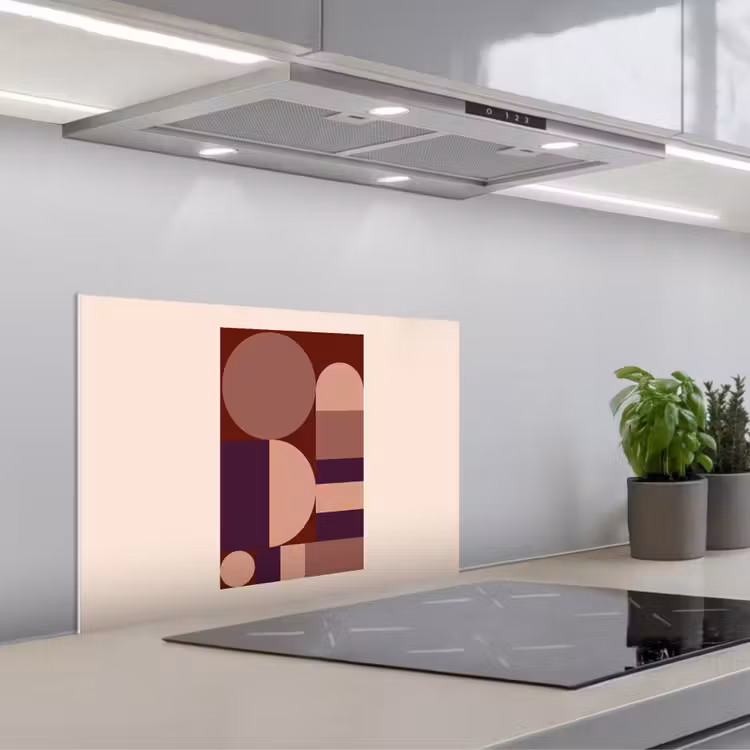 Geometrisch - Cirkels - Rood keuken achterwand spatscherm klein -3d_schuin