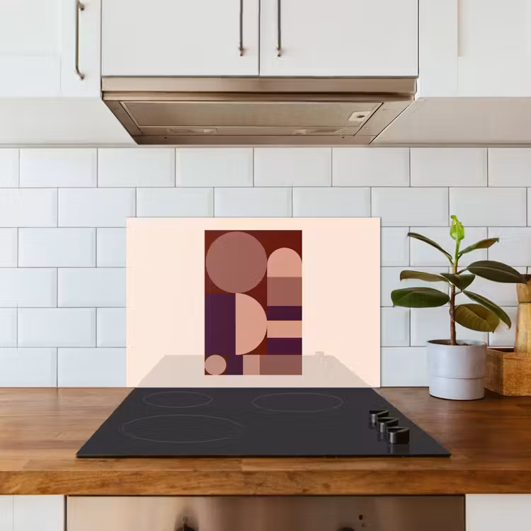 Geometrisch - Cirkels - Rood keuken achterwand spatscherm klein -sfeer2