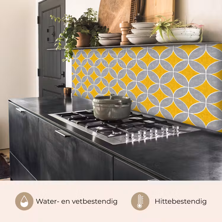 Geometrisch - Cirkels - Textuur - Grijs - Geel keuken achterwand 2 middel 871 -usp_NL