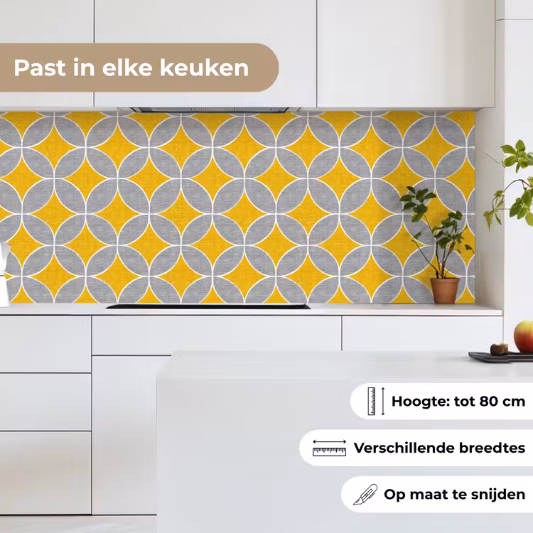 Geometrisch - Cirkels - Textuur - Grijs - Geel keuken achterwand 2 middel 871 -sfeer4_NL