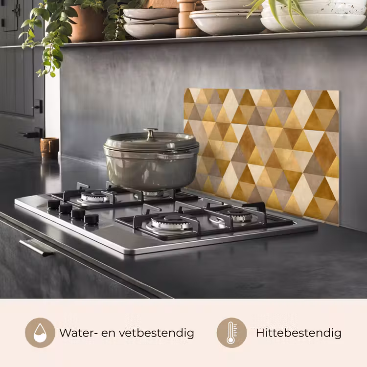Geometrisch - Driehoek - Goud keuken achterwand spatscherm klein 900 -usp_NL