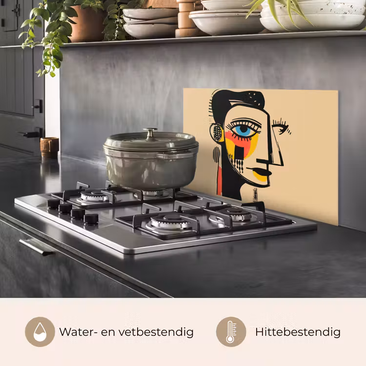 Geometrisch - Felle kleuren - Kubistische stijl keuken achterwand spatscherm klein -usp_NL